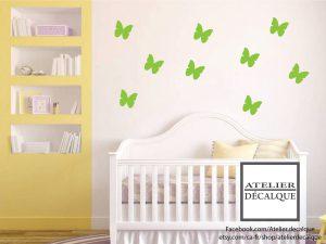 Décalque mural  E-011 – Envolée de 10 papillons enfant *