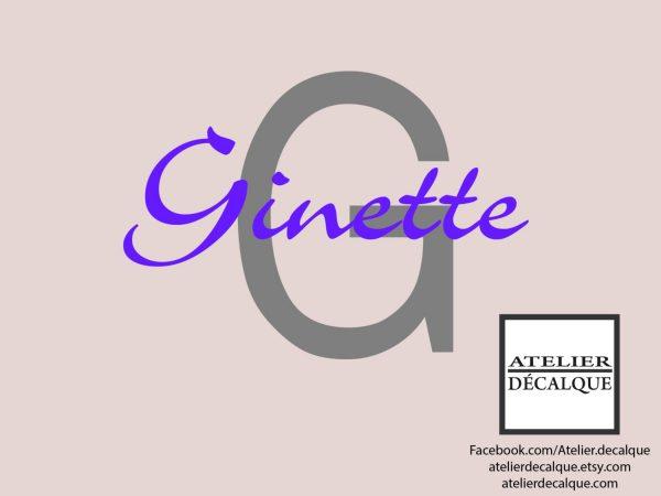 Lettrage décalque nom G Ginette